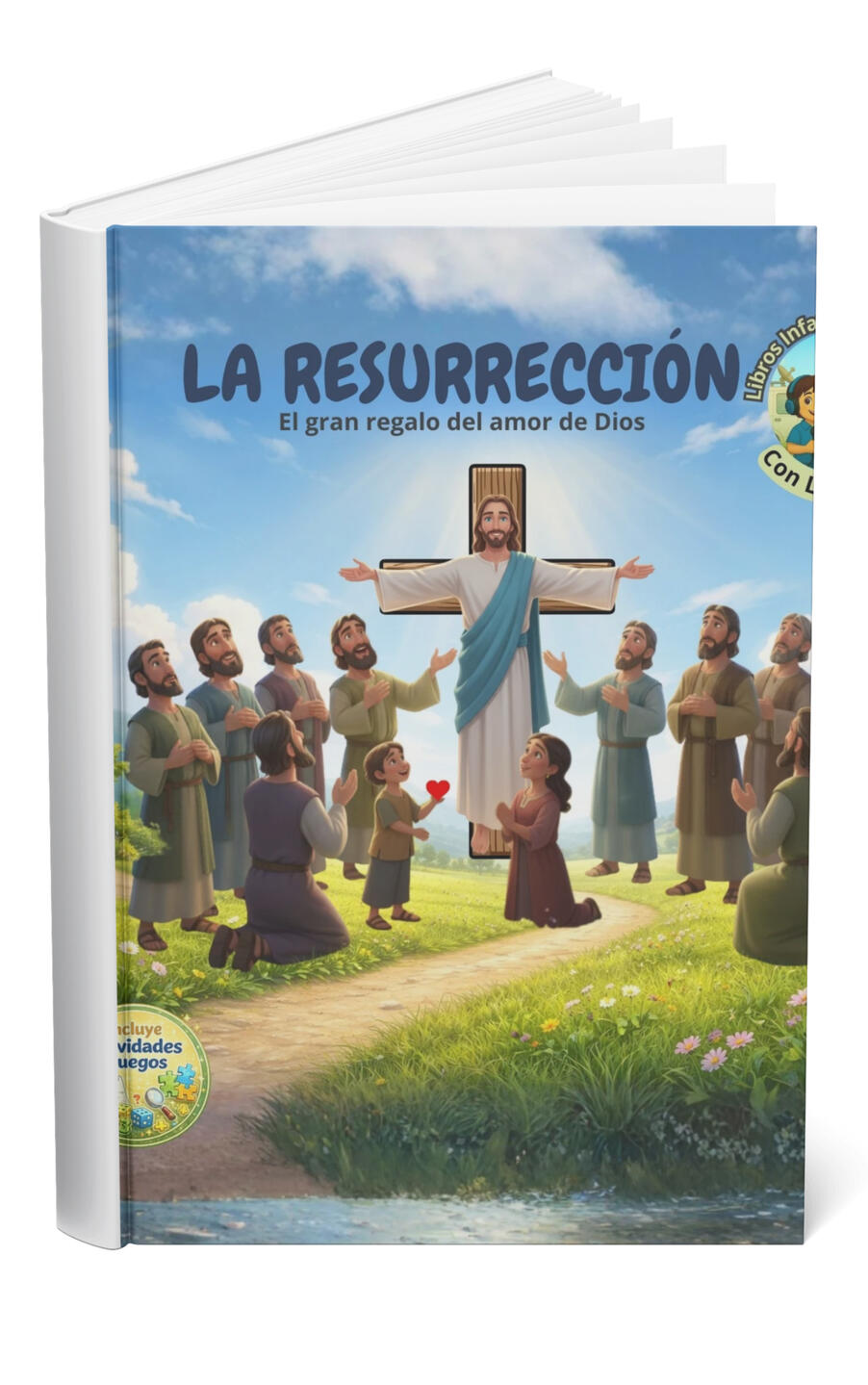 libro-resurreccion-jesus-ninos.jpg “Portada del libro infantil ilustrado La resurrección de la serie El Gran Regalo del Amor de Dios”
