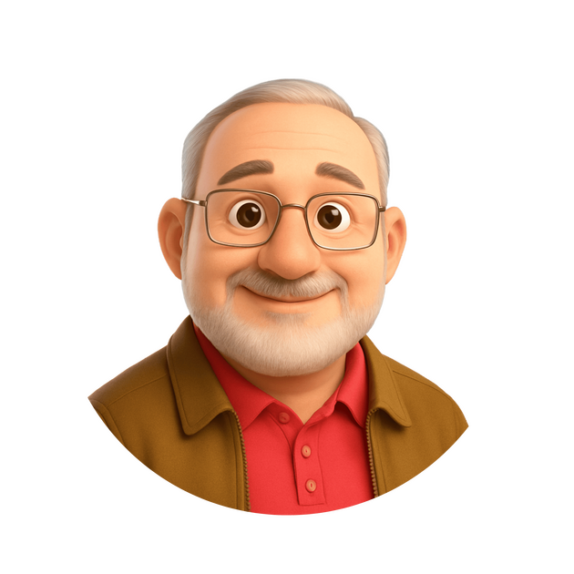 "Sergio Román – Autor de la serie El gran regalo del amor de Dios" "Retrato ilustrado de Sergio Román, autor del libro La Creación"